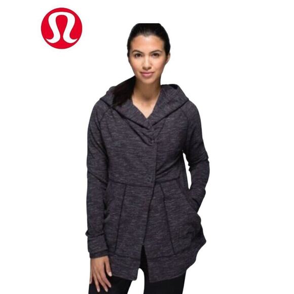 lululemon athletica Jackets & Blazers - LULULEMON Find Your Centre Wrap Heathered Marled Black French Terry; Size 4